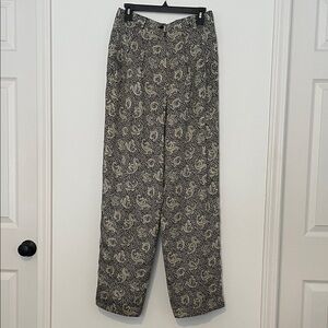Anne Klein Vintage 100% Silk Black Paisley Pants size 12